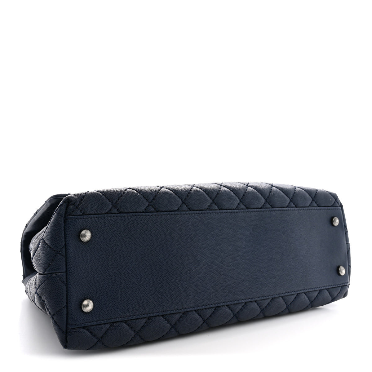 Caviar Quilted Medium Coco Handle Flap Navy Blue