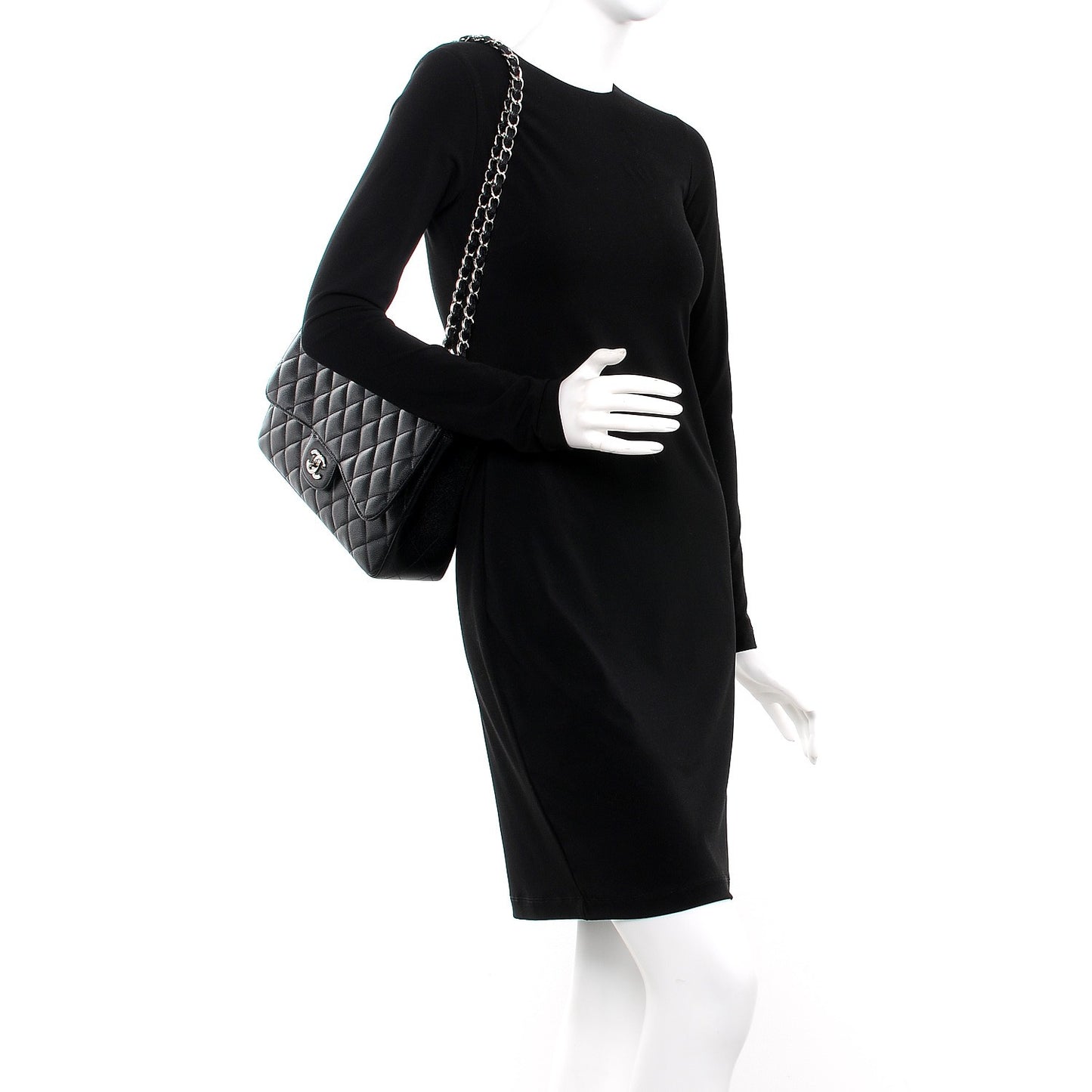 Caviar Quilted Jumbo Single Flap Black