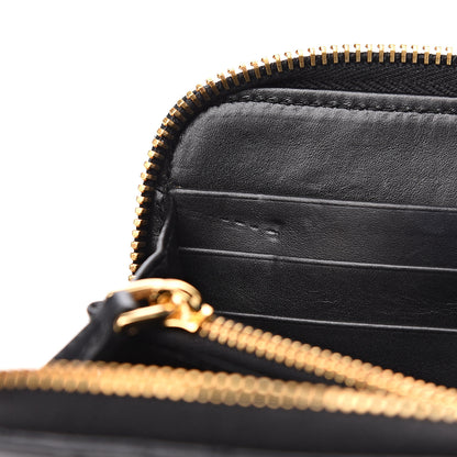Prada Ostrich Zip Around Wallet Black 6 of 8