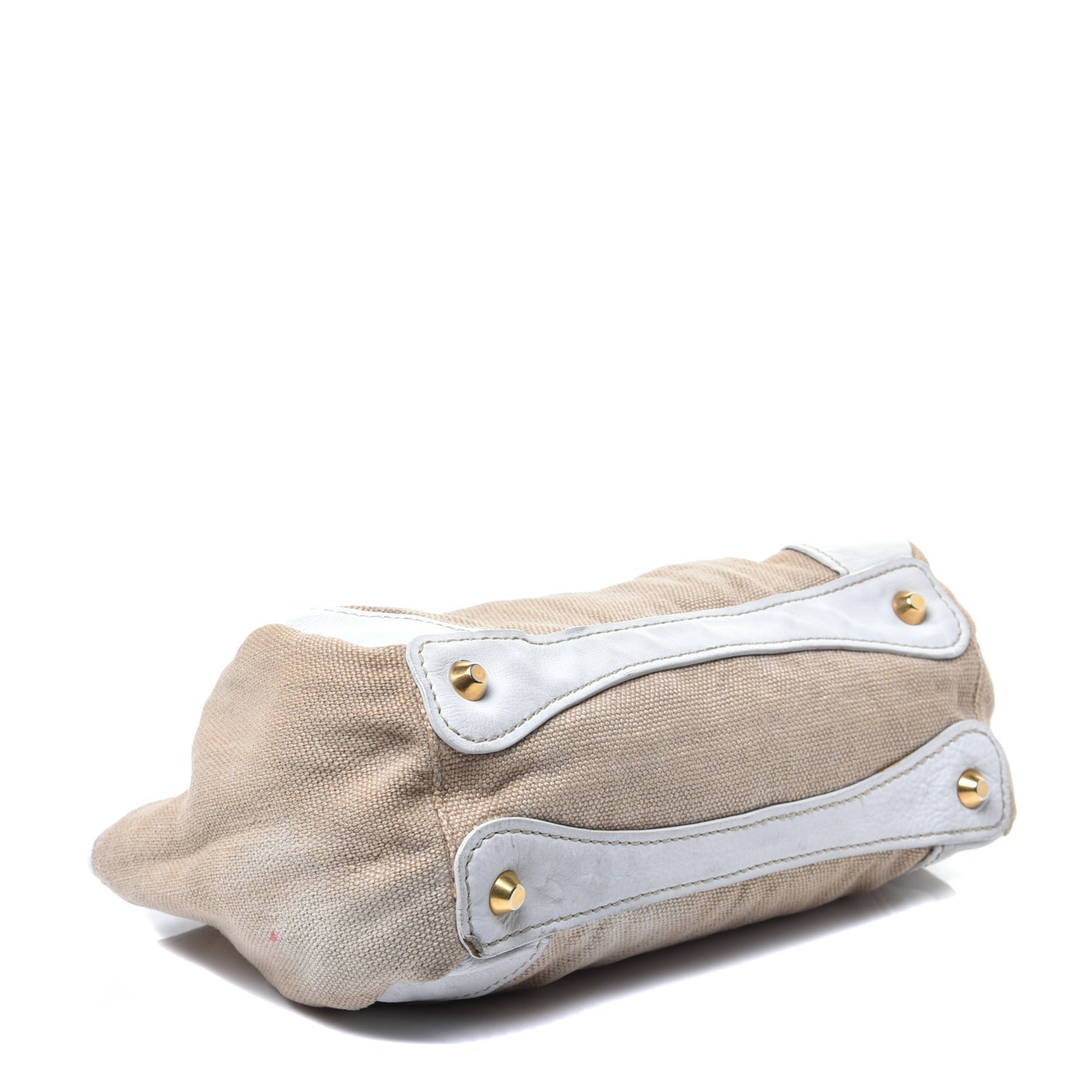 Canvas Calfskin Shoulder Bag Naturale