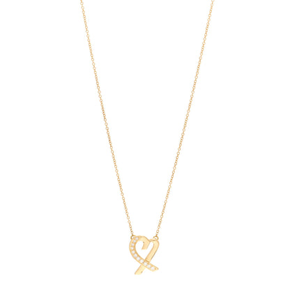 Tiffany 18K Yellow Gold Diamond Small Paloma Picasso Loving Heart Pendant Necklace 1 of 4