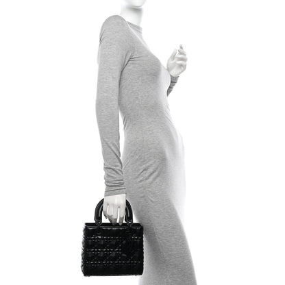 Christian Dior Calfskin Cannage Diamond Small Lady Dior Black 2 of 11
