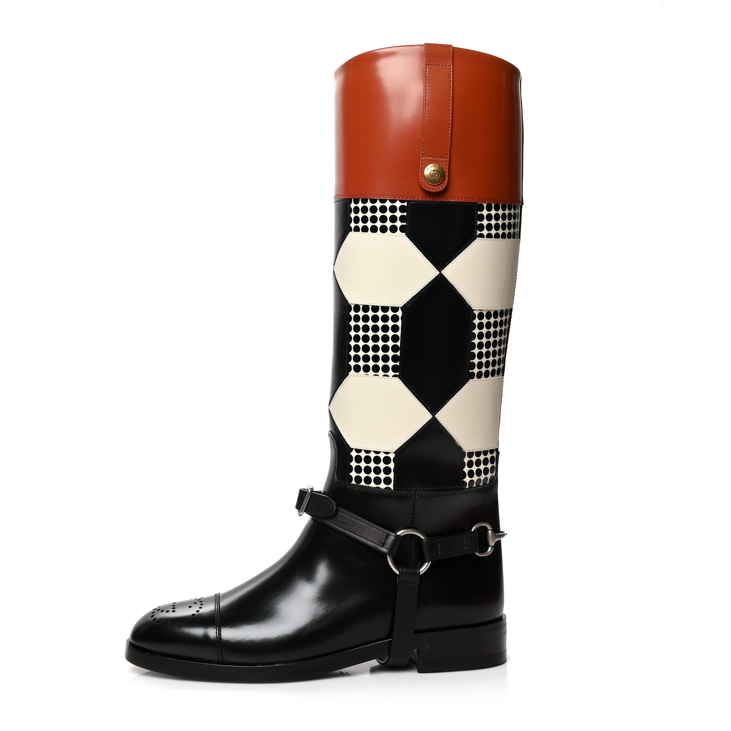 Gucci Calfskin Zelda Harness Riding Boots 38.5 Multicolor 1 of 7
