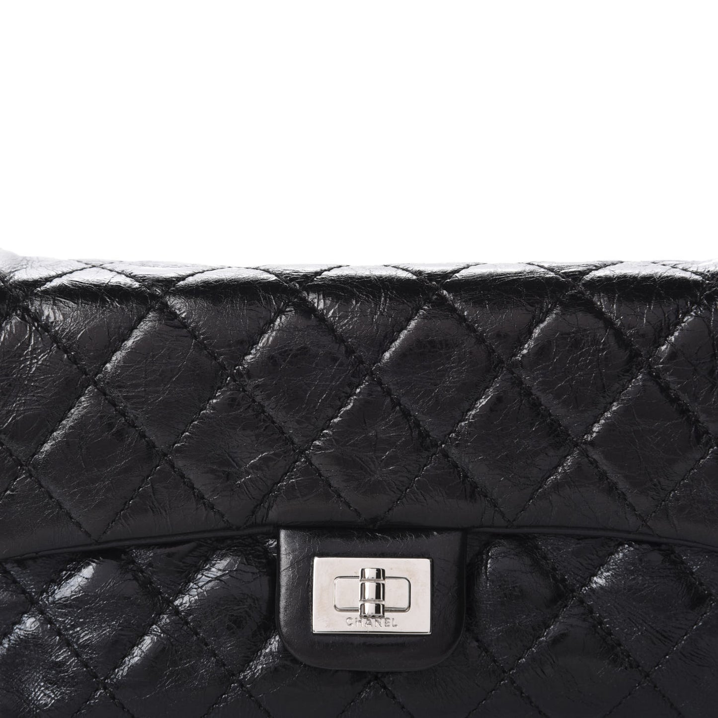 Glazed Calfskin Quilted 2.55 Reissue Flap Belt Bag Clutch 85 34 Black