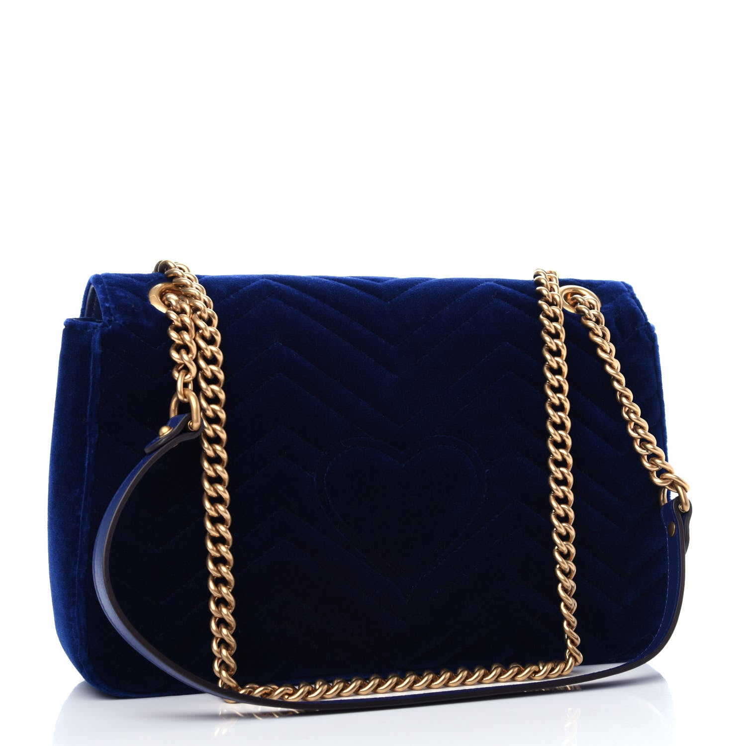 Gucci Velvet Matelasse Medium GG Marmont Shoulder Bag Cobalt Blue 3 of 10