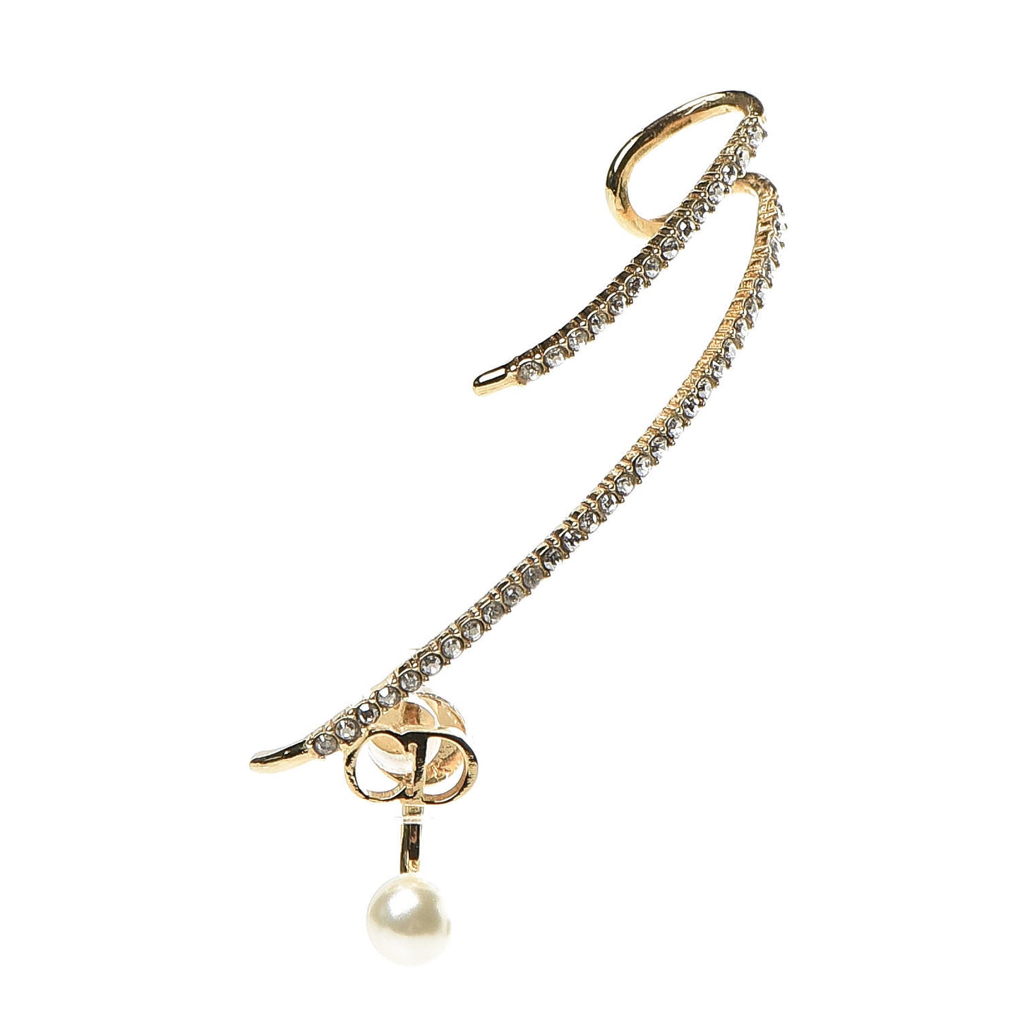 Pearl Crystal Clair D Lune Earring Gold