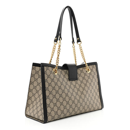Gucci GG Supreme Monogram Medium Padlock Tote Black 3 of 14