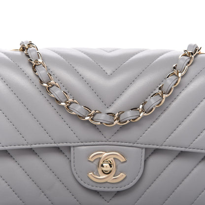 Chanel Lambskin Chevron Quilted Mini Rectangular Flap Grey 10 of 10