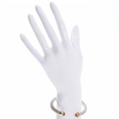 David Yurman Sterling Silver and 14k Citrine 7mm Cable Cuff 2 of 5