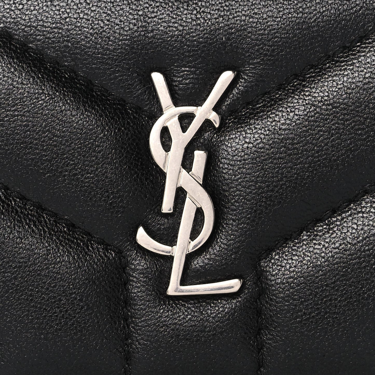 Lambskin Y Quilted Monogram Loulou Tiny Wallet Black
