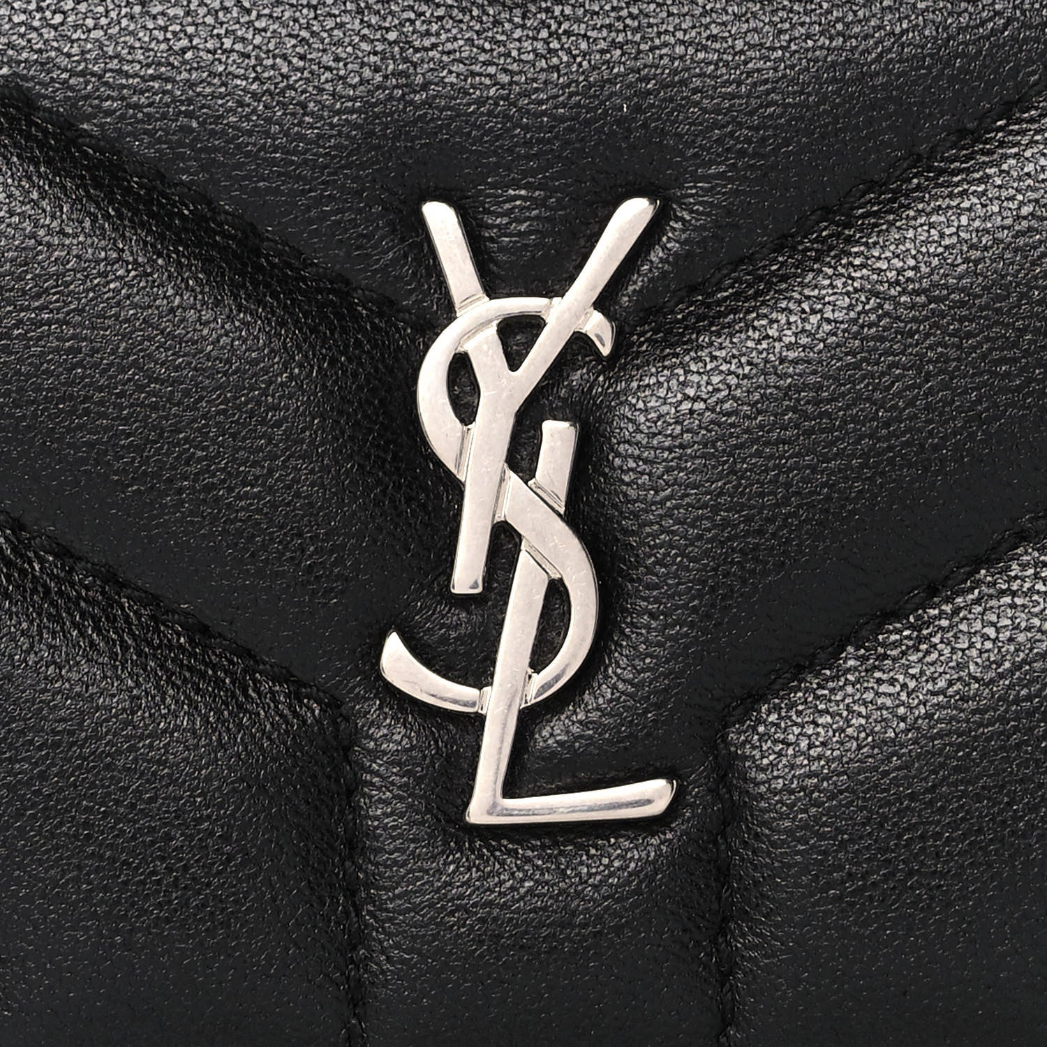 Saint Laurent Lambskin Y Quilted Monogram Loulou Tiny Wallet Black 10 of 12