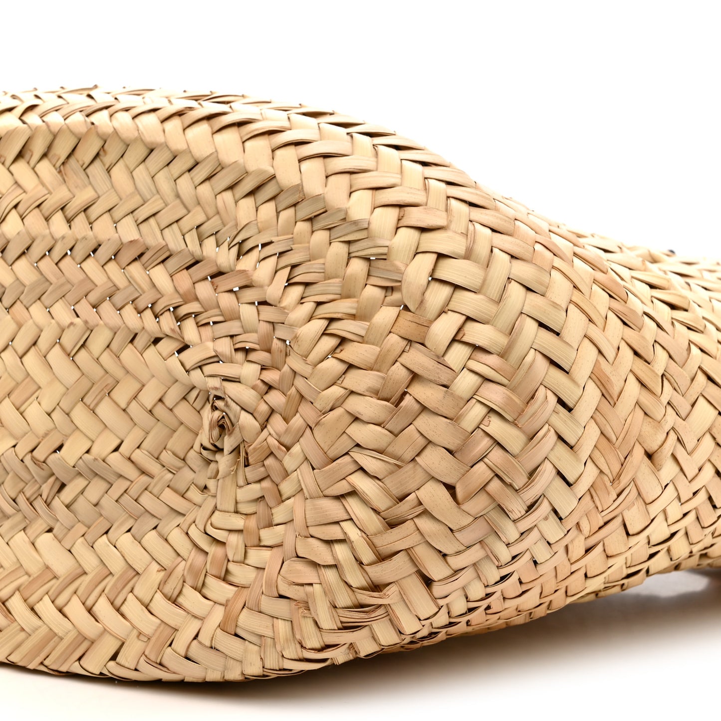 Raffia Calfskin Triomphe Medium Panier Tan