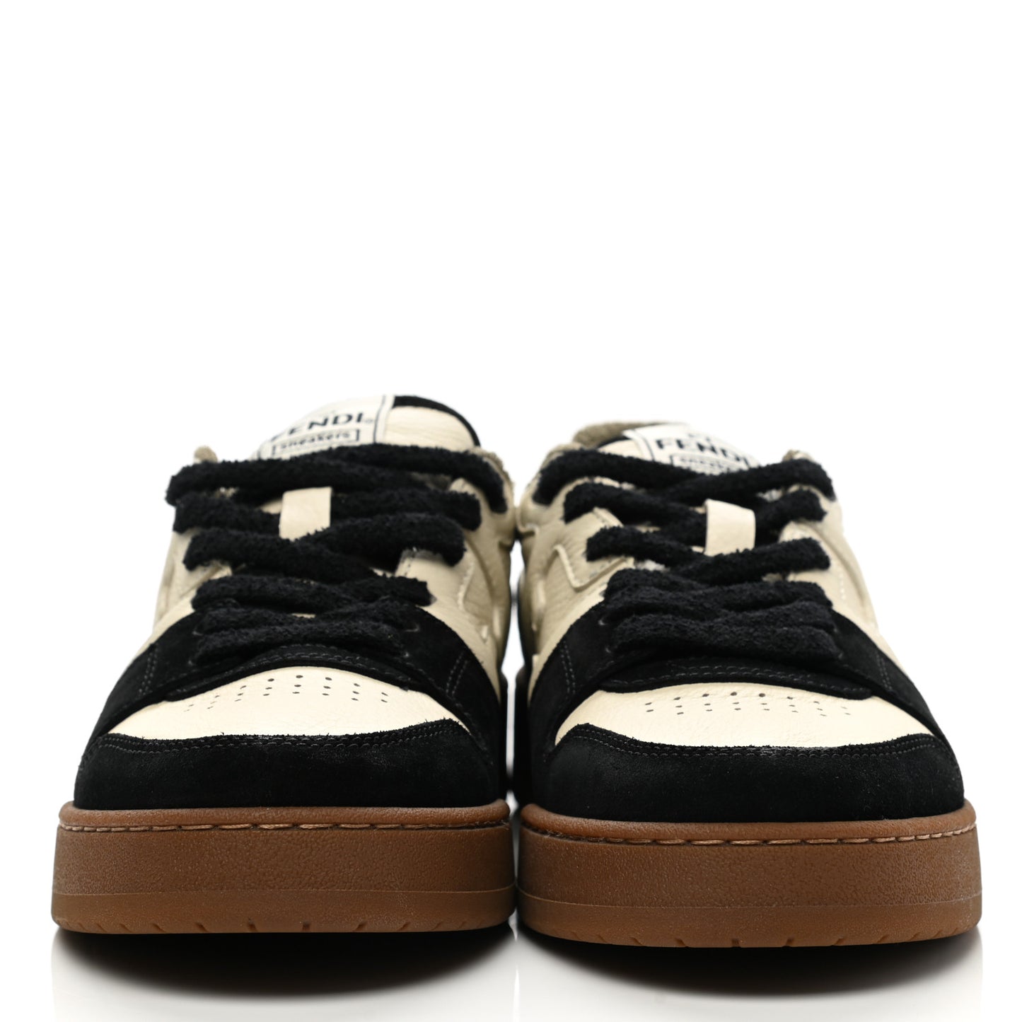 Suede Vitello Fendi Match Low Top Sneakers 40 Milk Black