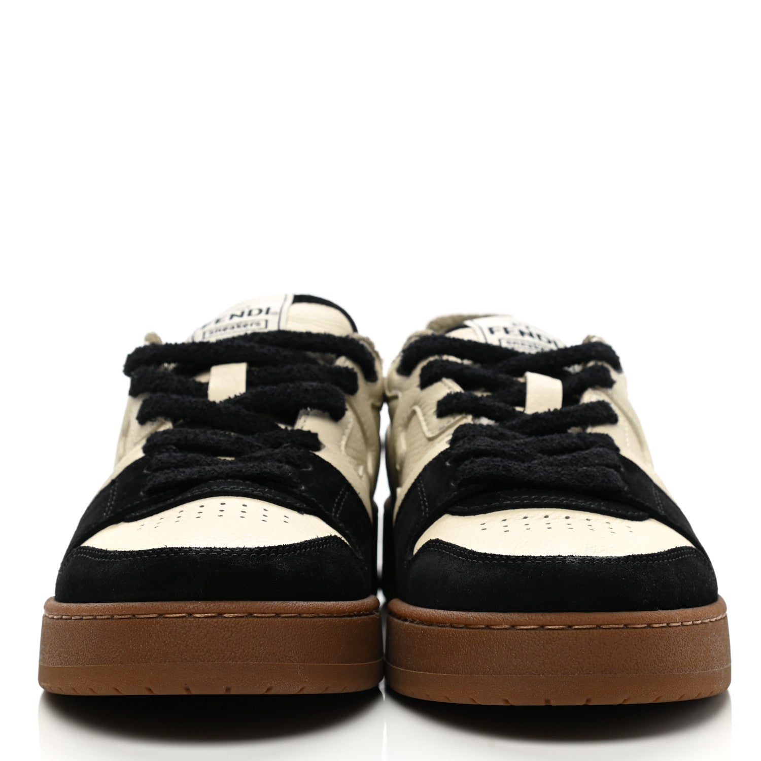 Fendi Suede Vitello Fendi Match Low Top Sneakers 40 Milk Black 2 of 8