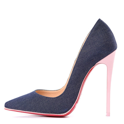 Christian Louboutin Denim Jazz Calf So Kate 120 Pumps 35 Blue Pompadour 1 of 11