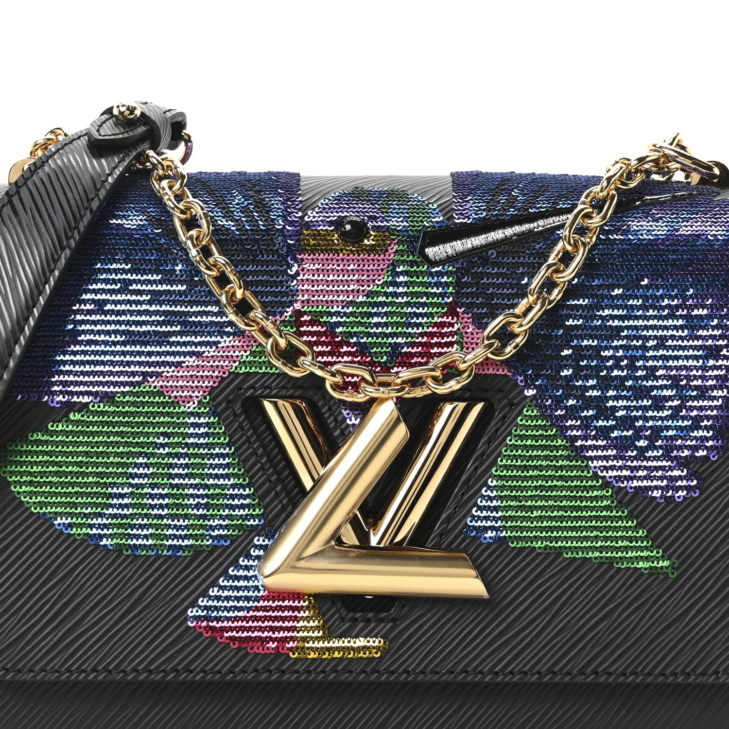 Louis Vuitton Epi Sequin Bird Twist Shoulder Bag MM Black 1863052