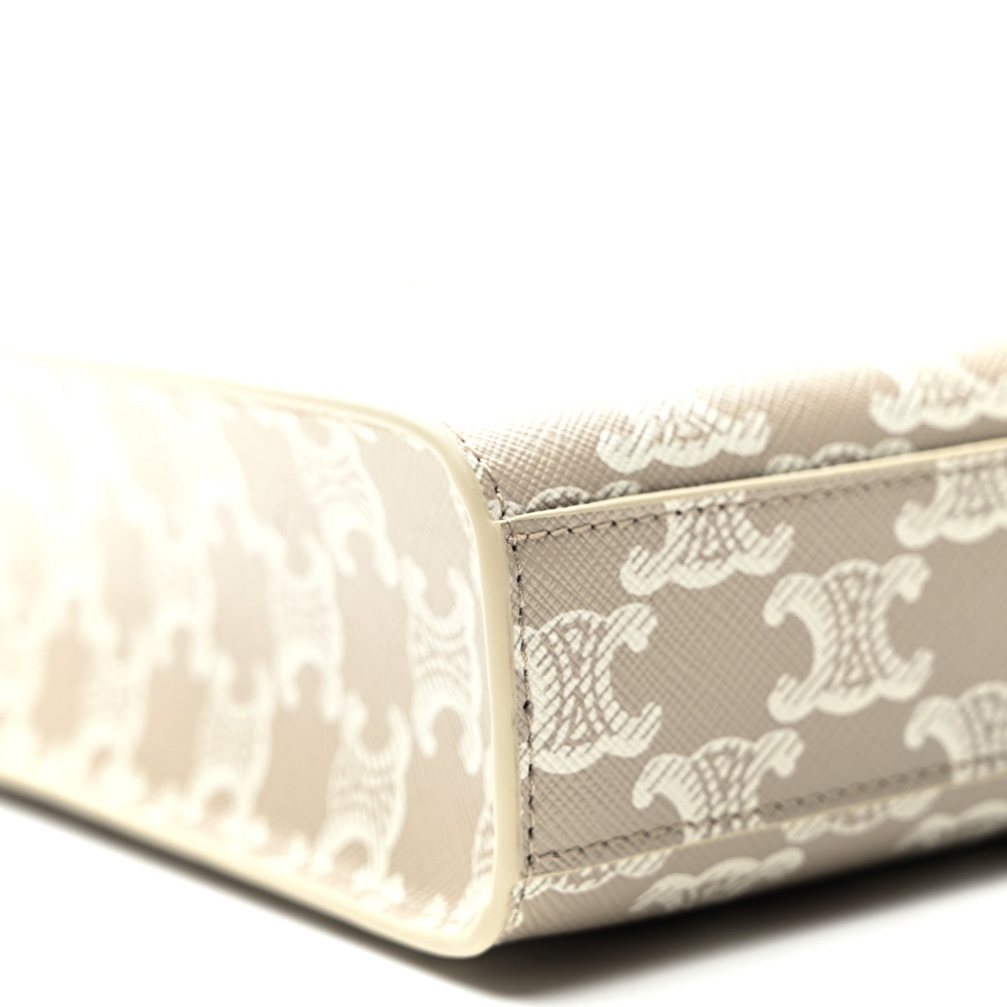 Triomphe Canvas Calfskin Mini Vertical Cabas Grege
