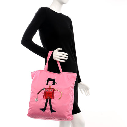 Prada Tessuto Nylon Robot Tote Begonia 2 of 6
