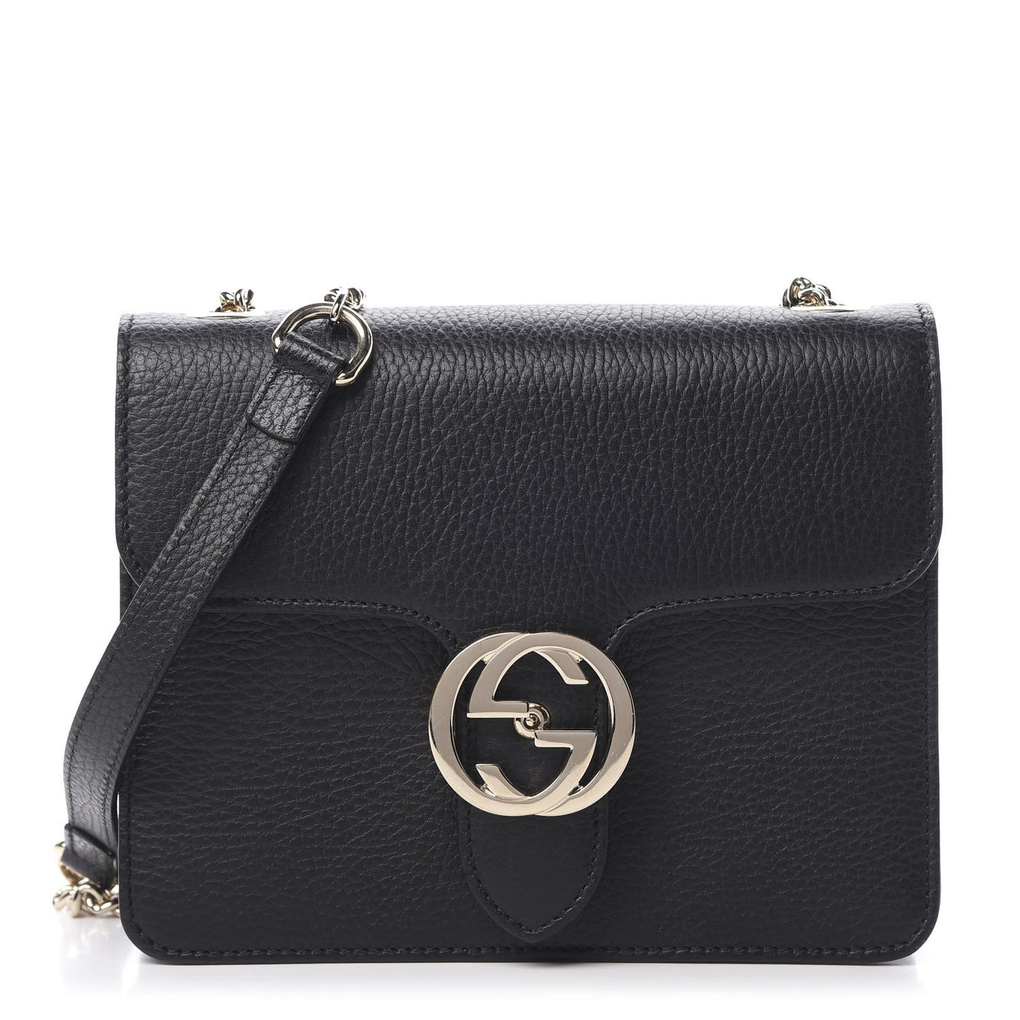 Dollar Calfskin Small Interlocking G Shoulder Bag Black