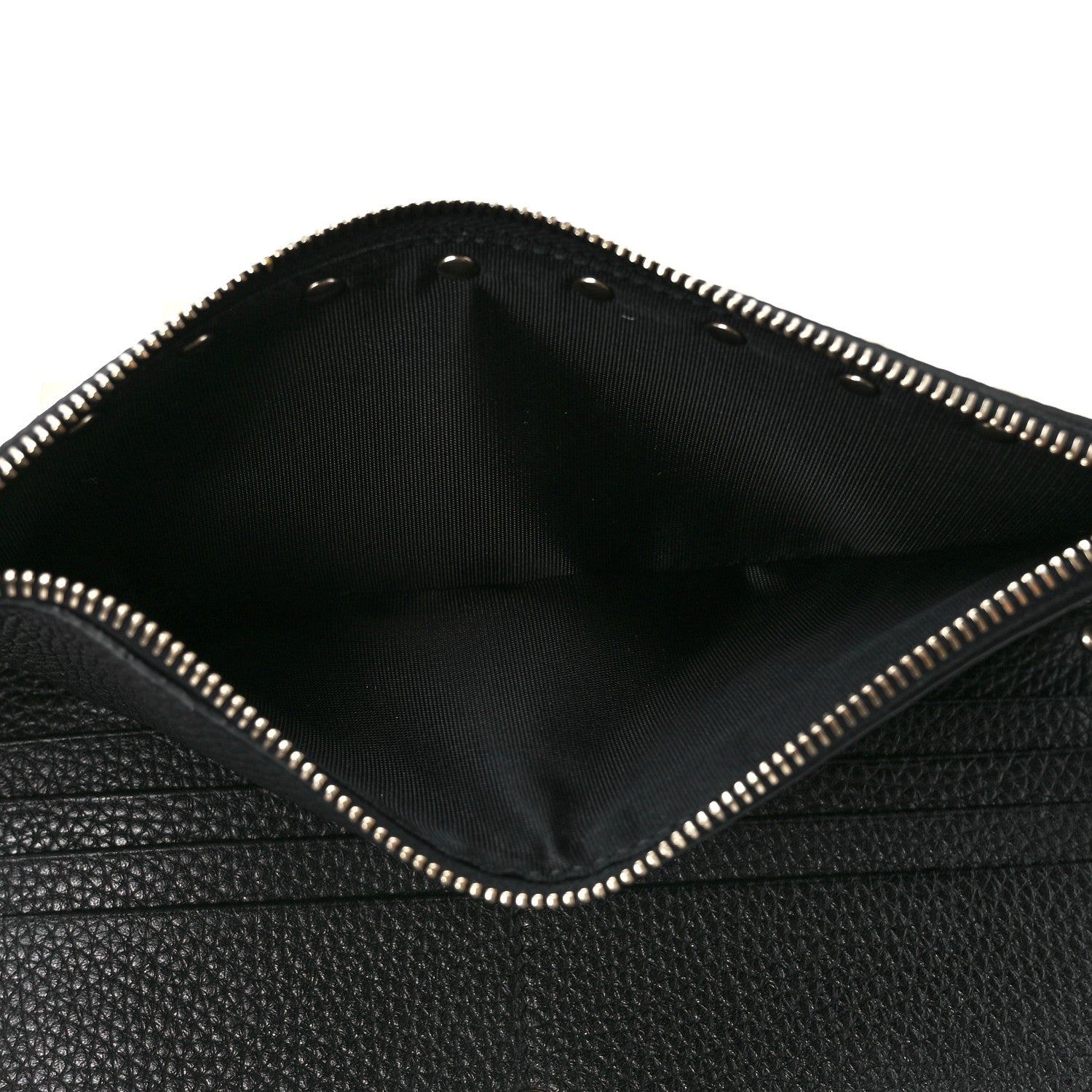 Valentino Garavani Pebbled Calfskin Rockstud Fold Zip Wallet Black 8 of 12