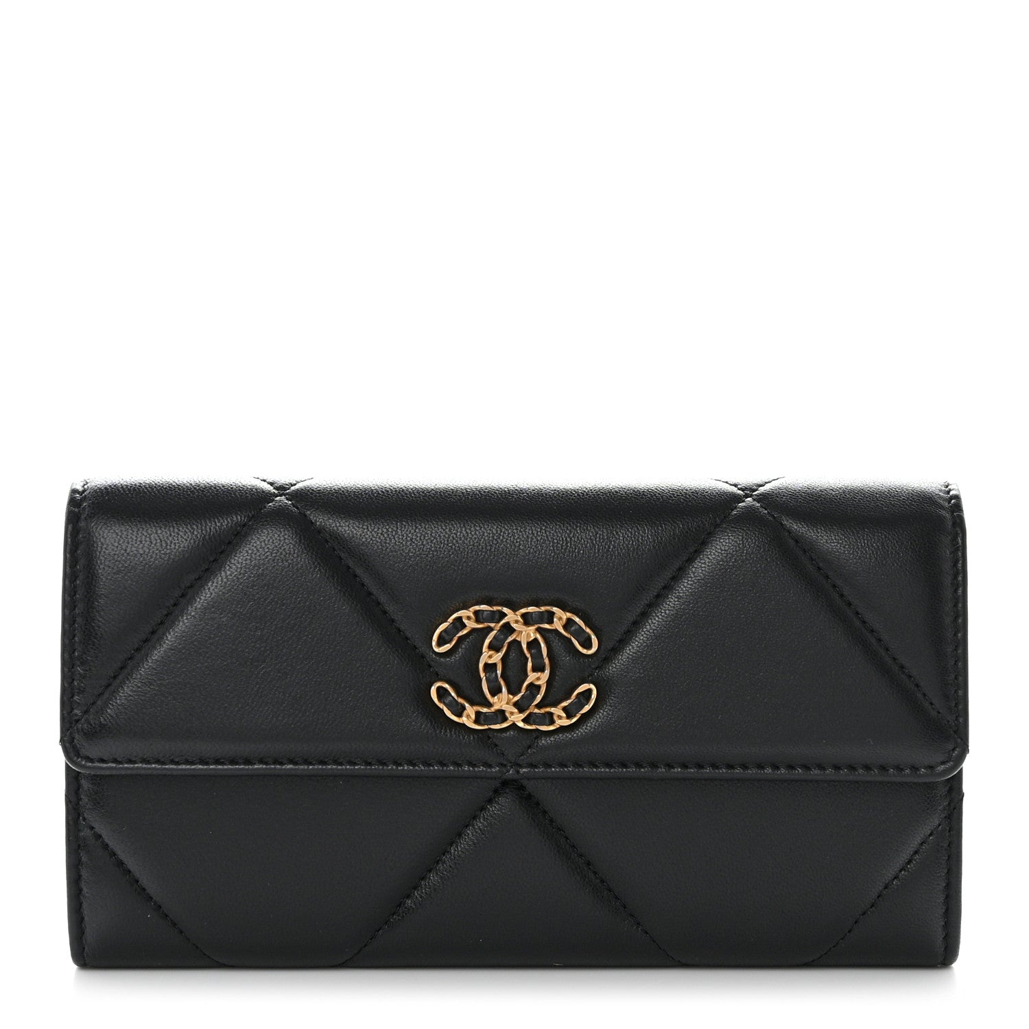 Chanel Lambskin Quilted Chanel 19 Flap Wallet Black 1 of 9