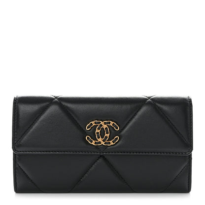 Chanel Lambskin Quilted Chanel 19 Flap Wallet Black 1 of 9