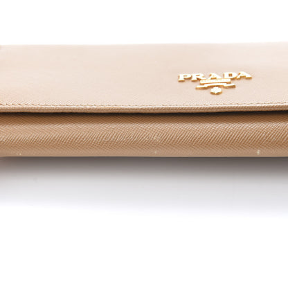 Prada Saffiano Metal Continental Flap Wallet Caramel 10 of 10