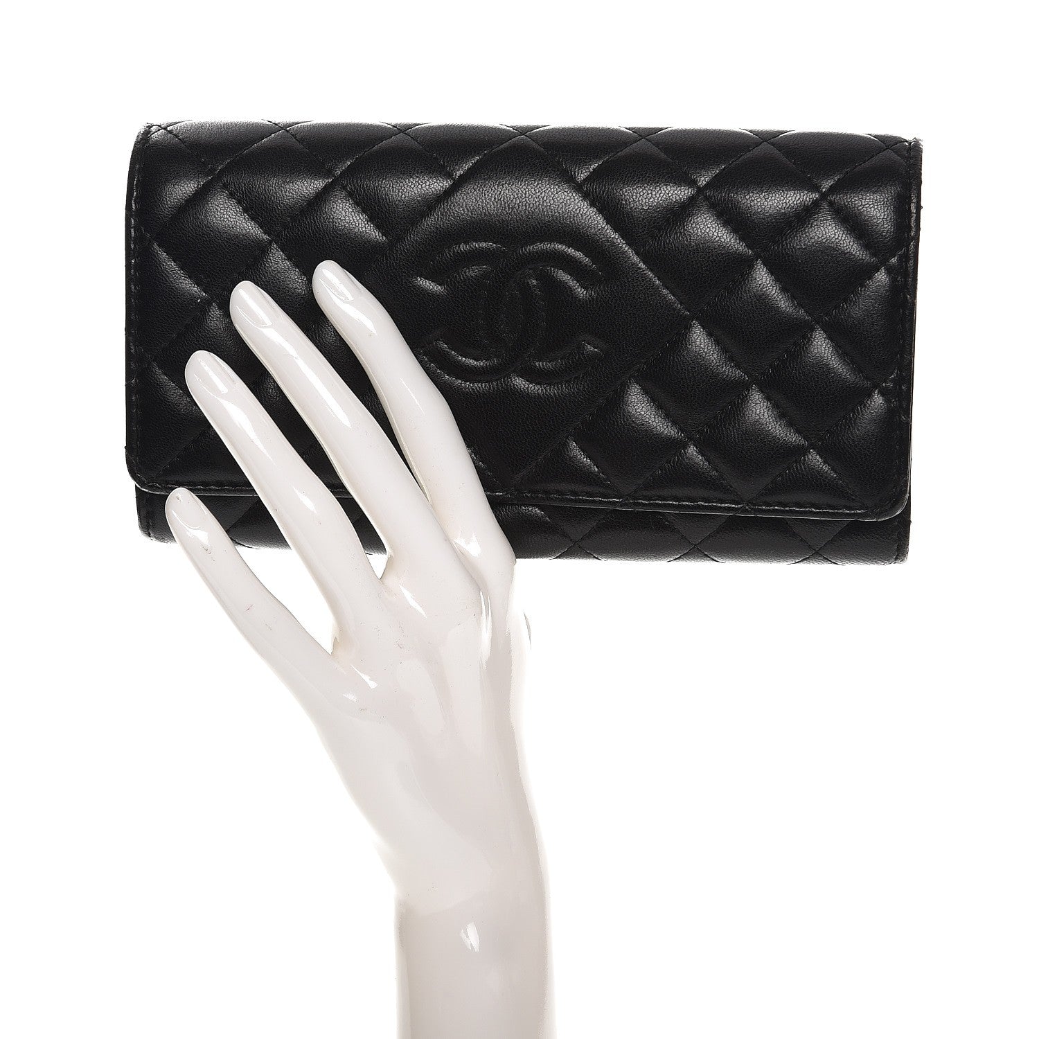 Chanel Lambskin Quilted Large Diamond CC Flap Wallet Black 2 of 9