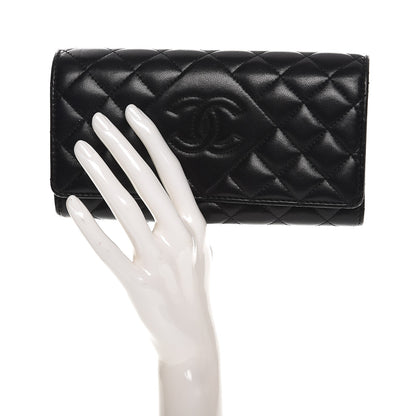 Chanel Lambskin Quilted Large Diamond CC Flap Wallet Black 2 of 9