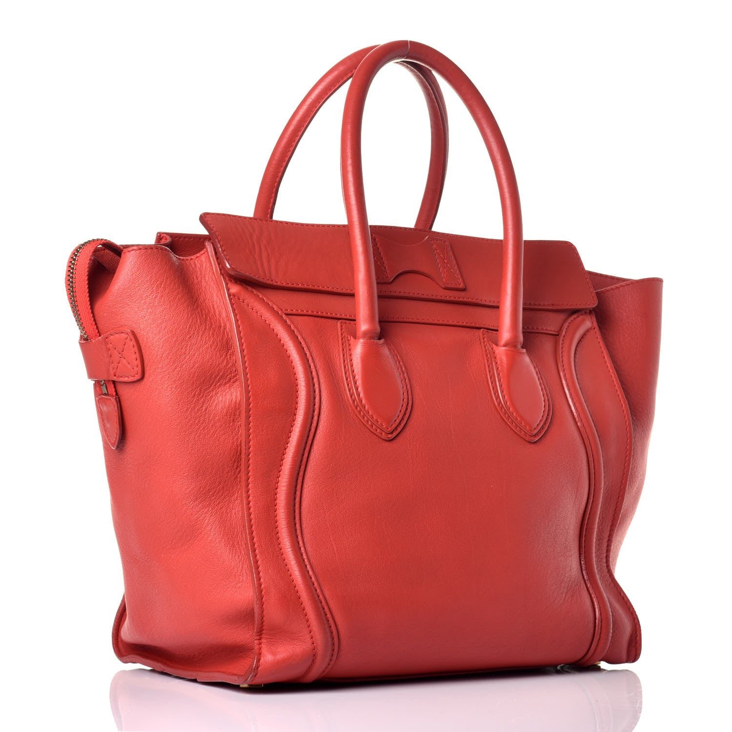 Celine Calfskin Mini Luggage Red 3 of 9