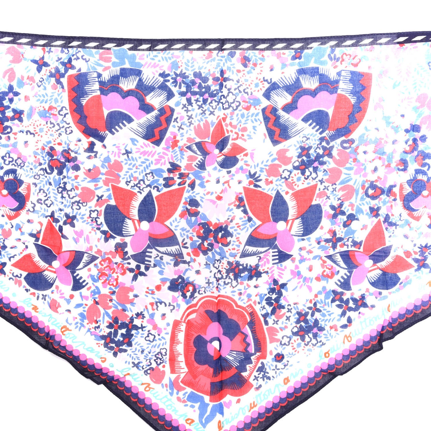 Cotton Daisy Triangle Scarf Blue Lagoon