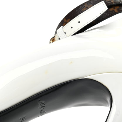 Louis Vuitton Monogram Patent Call Back Pumps 36 White 10 of 12