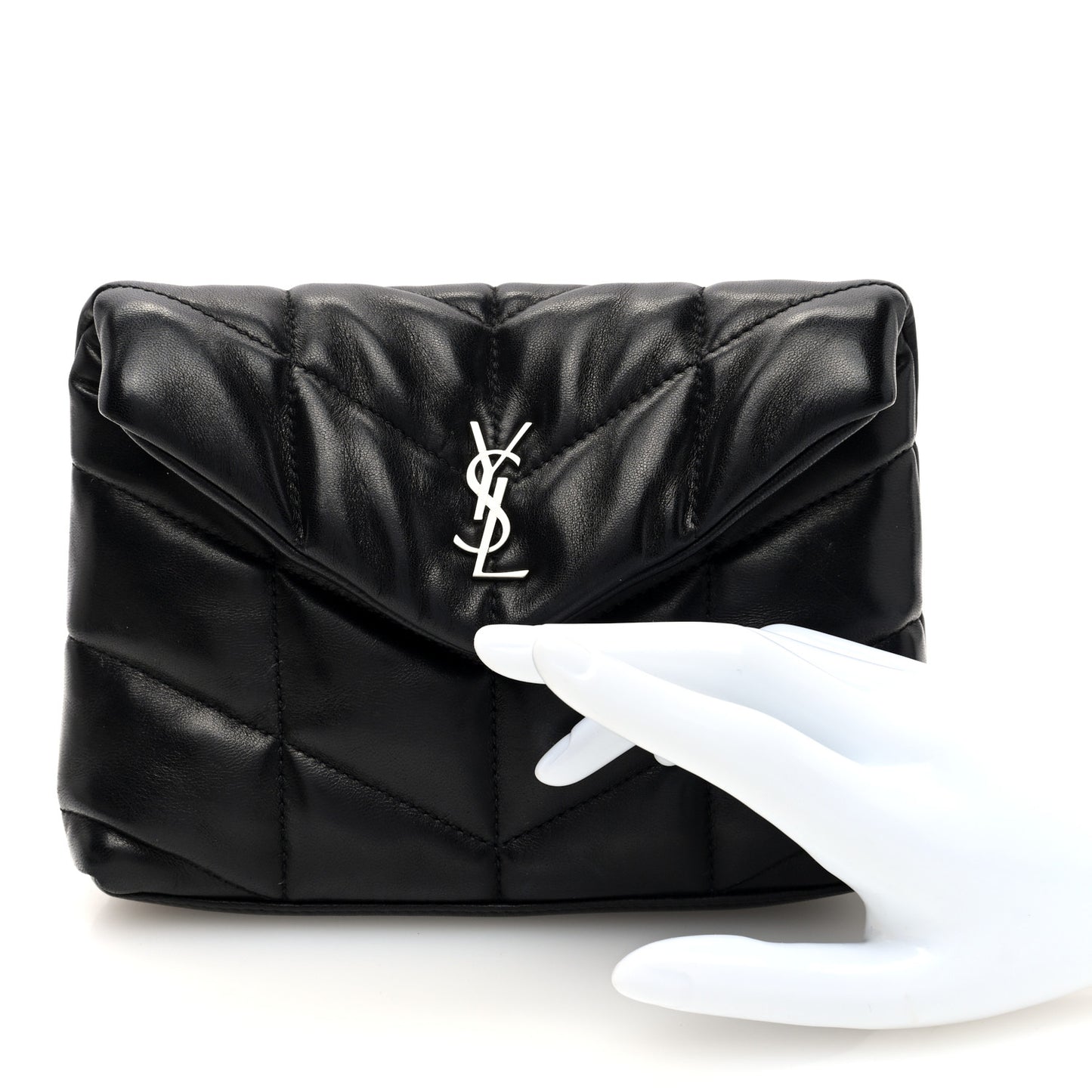 Lambskin Monogram Loulou Puffer Pouch Clutch Black