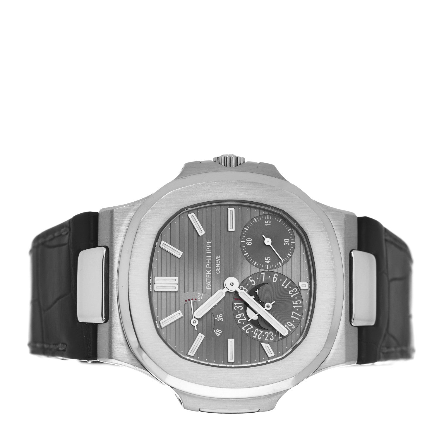Patek Philippe 18K White Gold Alligator 40mm Nautilus Automatic Watch Grey 5712G-001 2 of 4