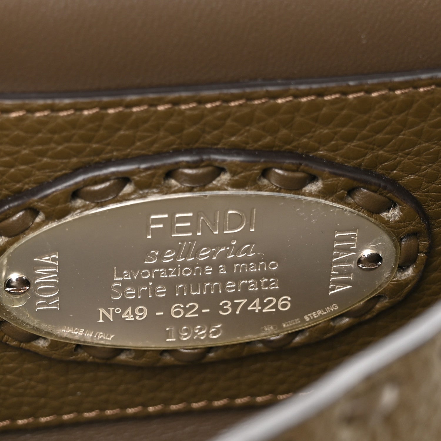 Fendi Cuoio Roma Sellerissima Nappa Sintetica Tape Stitch Mini Baguette Wood 5 of 9