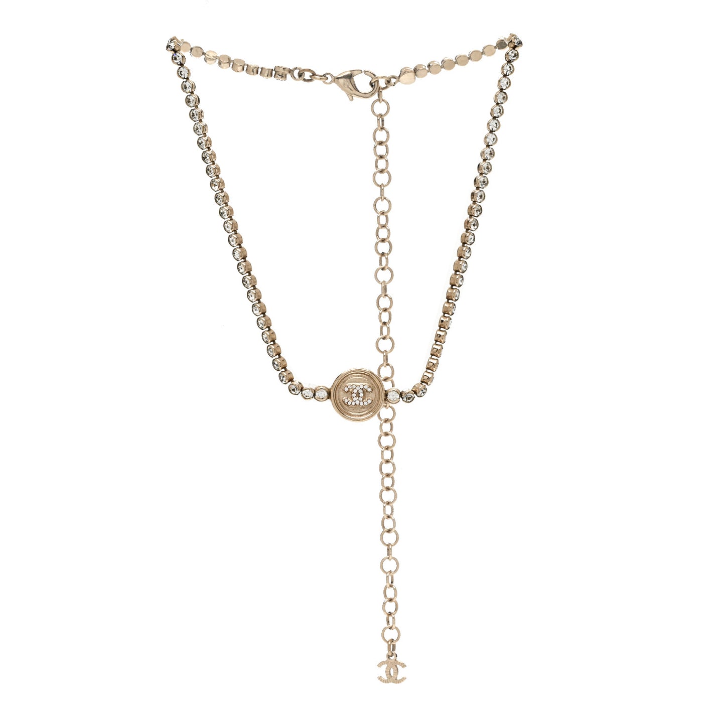 Crystal CC Chain Short Necklace Gold
