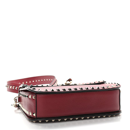 Valentino Garavani Pebbled Calfskin Medium Rockstud Flap Saddle Bag Rubino 4 of 8