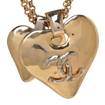 Chanel CC Double Heart Chain Pendant Necklace Gold 5 of 5