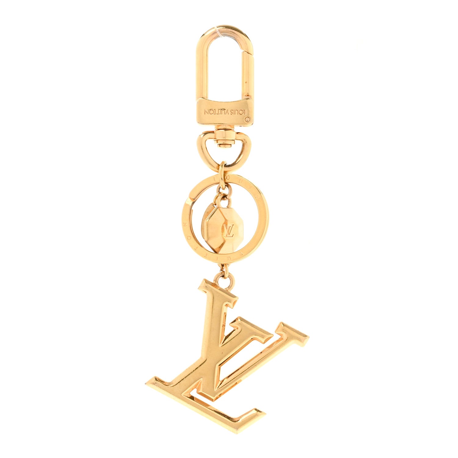 Louis Vuitton Metal LV Facettes Bag Charm Key Holder Gold Gold 1 of 5