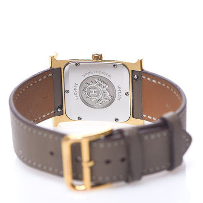 Hermes Stainless Steel Swift 26mm Heure H Hour Quartz Watch Etoupe 3 of 6
