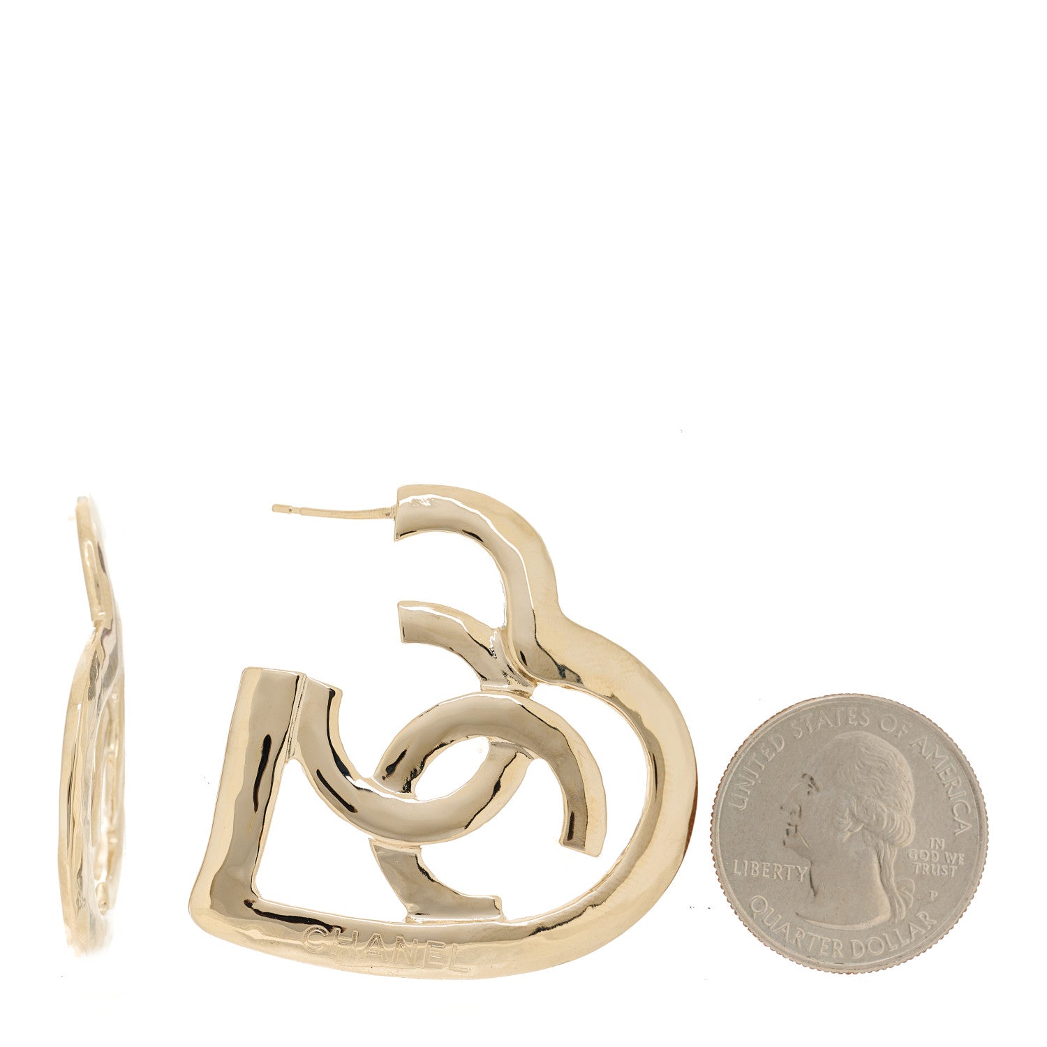 Chanel Metal CC Heart Coco In Love Hoop Earrings Gold 3 of 6
