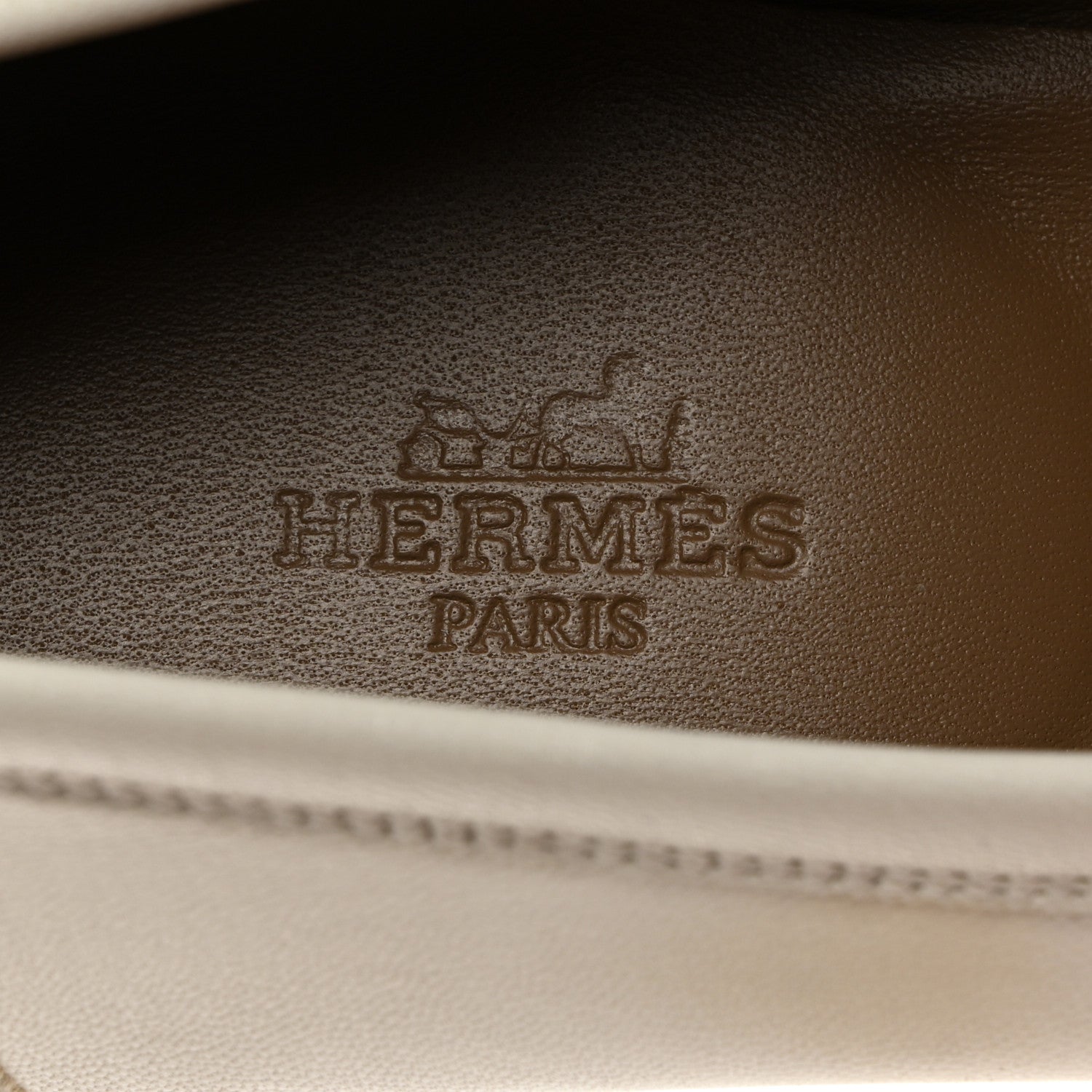Hermes Calfskin Womens Paris Loafers 38.5 White 7 of 10