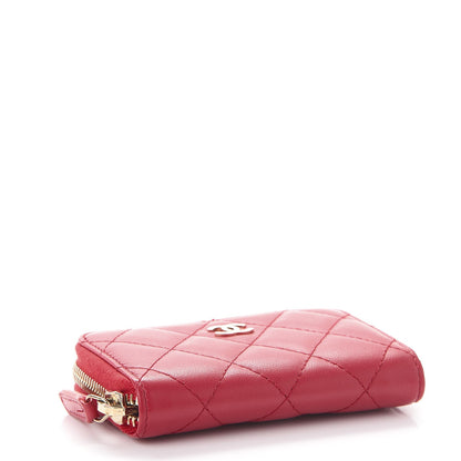 Chanel Lambskin Quilted Zip Around Coin Purse Wallet Fuchsia 4 of 7