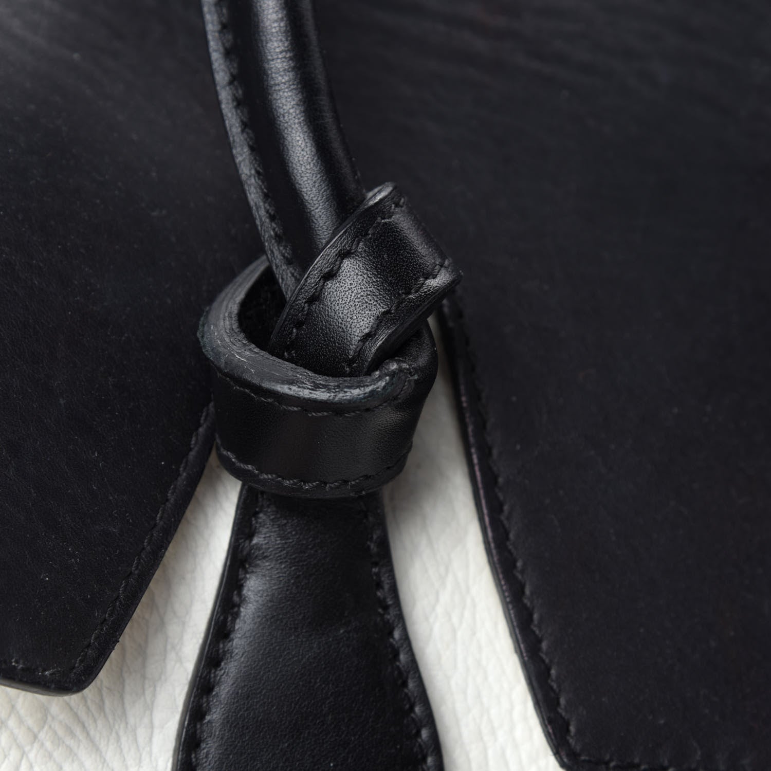 Celine Elephant Calfskin Bi-Color Small Tie Knot Tote White Black 12 of 22