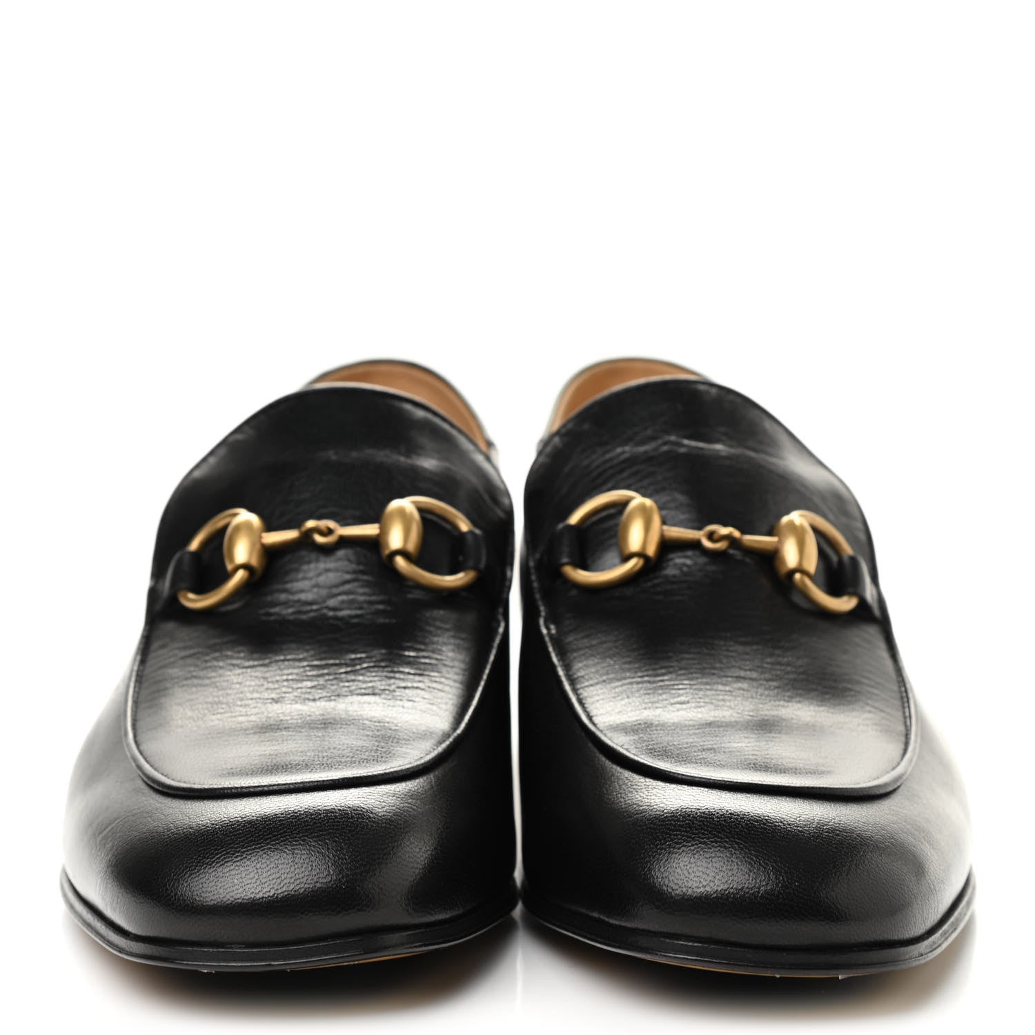 Gucci Goatskin Womens Horsebit Mid-Heel Loafers 38 Black 2 of 8