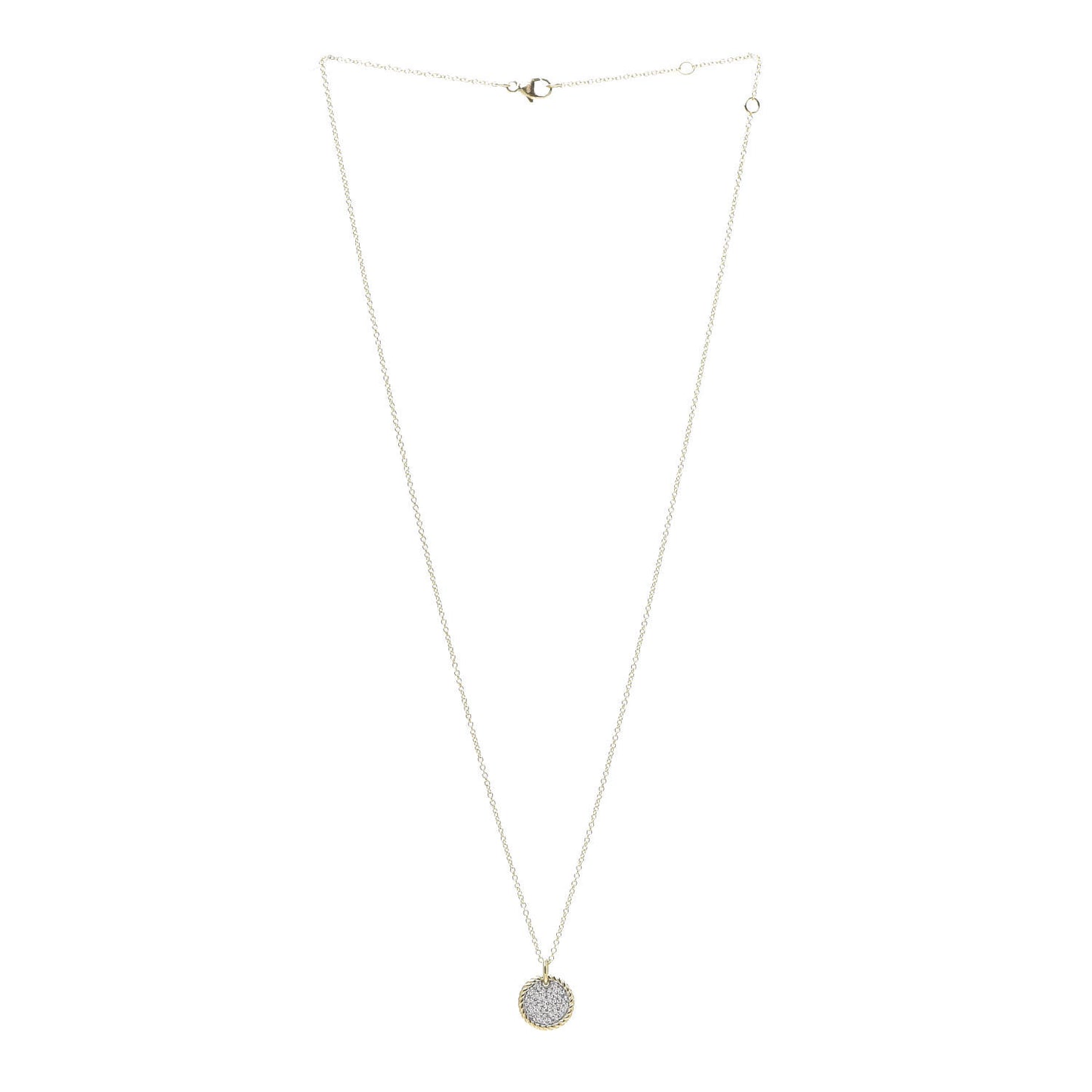 18K Yellow Gold Diamond Cable Collectibles Pave Charm Pendant Necklace