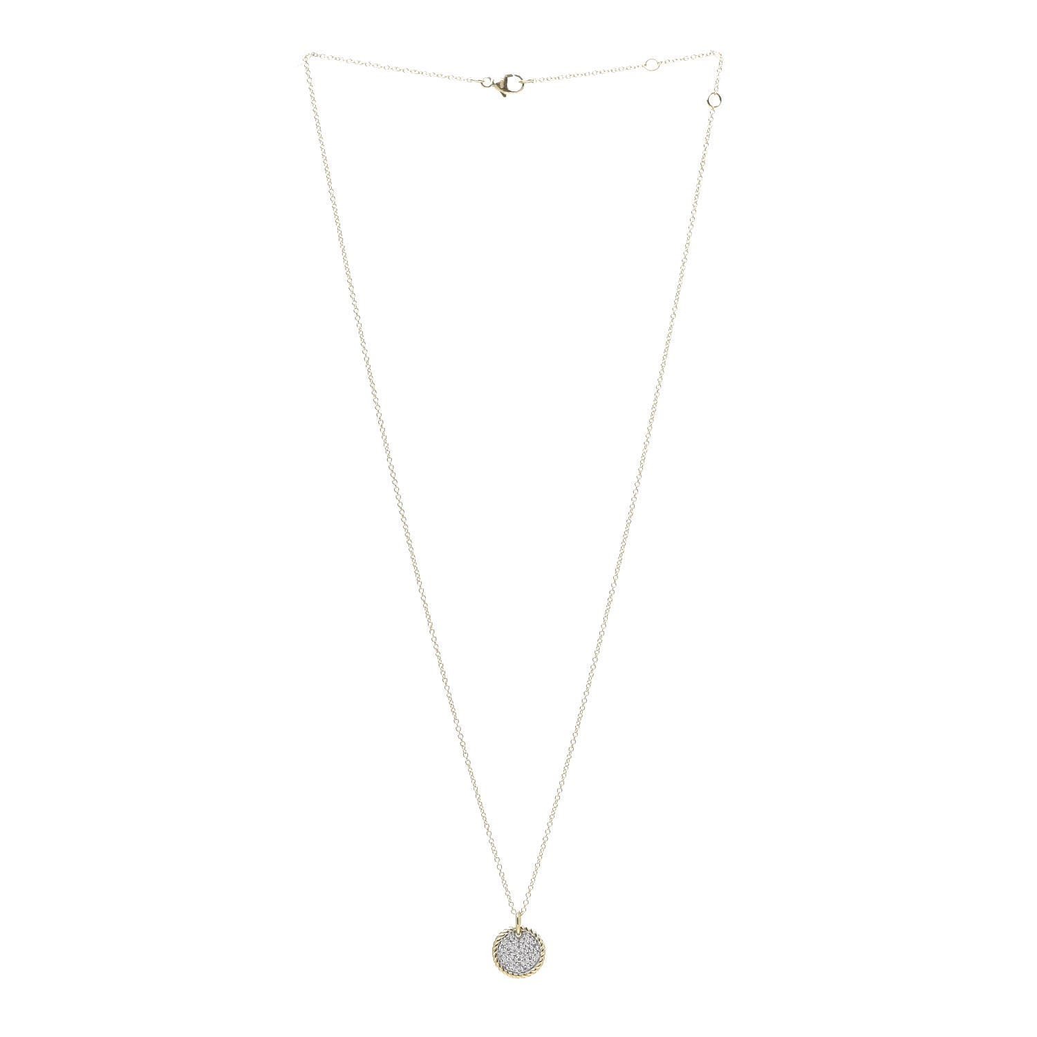 David Yurman 18K Yellow Gold Diamond Cable Collectibles Pave Charm Pendant Necklace 2 of 6