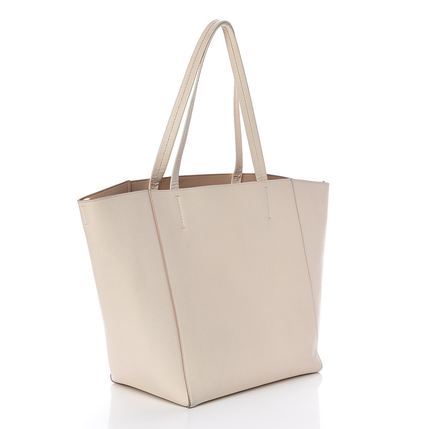 Celine Grained Calfskin Medium Horizontal Cabas Phantom White 3 of 13