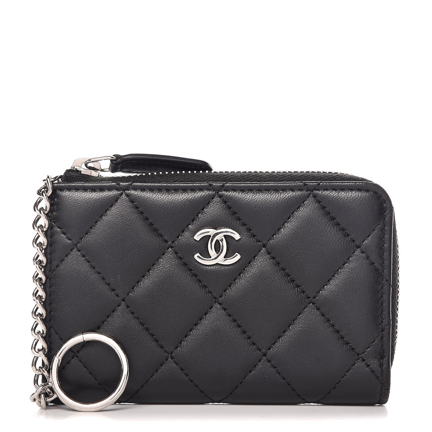 Chanel Lambskin Quilted Key Holder Case Black 1 of 8