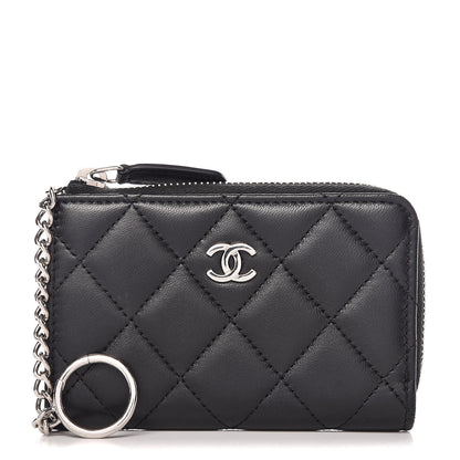 Chanel Lambskin Quilted Key Holder Case Black 1 of 8
